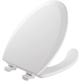 MAYFAIR BY BEMIS 18440EC Open Front Toilet Seat, Never Loosens, Easily Remove for Cleaning, ELONGATED, Wood, White