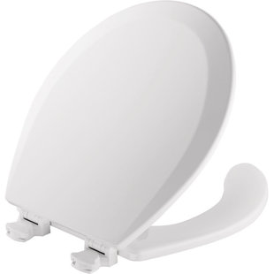 MAYFAIR BY BEMIS 8440EC Open Front Toilet Seat, Never Loosens, Easily Remove for Cleaning, ROUND, Wood, White