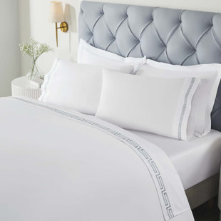 HAUS & HOME Harrison Cotton Greek Key Embroidered Deep Pocket Bed Sheet Set by Superior