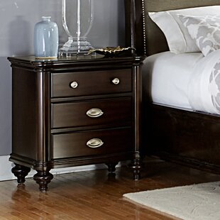 DARBY HOME CO Nathaniel 3 - Drawer Nightstand in Dark Cherry