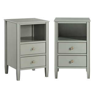 RED BARREL STUDIO® Ahouh 2-drawer Storage Nightstand - Set of 2