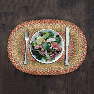 HOMESPICE DECOR Homespice Manchester Jute Braided 13x19 Rect Placemats (Set of 4) Black Dining Table Mats