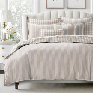 6IX TAILORS FINE LINENS Walker Ticking Stripe & Check Duvet Cover 8 Piece Designer Set