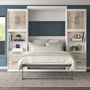 WADE LOGAN® Tapaktuan Murphy Bed with Side Storage Cabinets