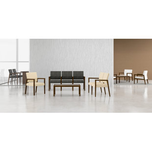 LESRO Brooklyn Waiting Reception 5 Seat Tandem Seating Wood Frame