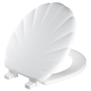MAYFAIR BY BEMIS Shell Sculptured Wood Toilet Seat, Easily Removes for Cleaning, Hinges Never Loosen, Round