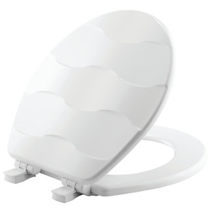 MAYFAIR BY BEMIS Basket Weave Sculptured Toilet Seat, Slow Close, Never Loosens, ROUND, Durable Wood, White