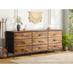 EBERN DESIGNS Janne Modern Dresser, 63" Bedroom Dresser, Chest of Drawers, 9 Drawer Dresser, Dressers TV Stand for 55, 65, 70 Inch TV, Long Dresser, Large Dresser, TV Console with Drawers