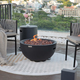 ELEMENTI Jefferson 26" Round Outdoor Concrete Fire Bowl - Modeno