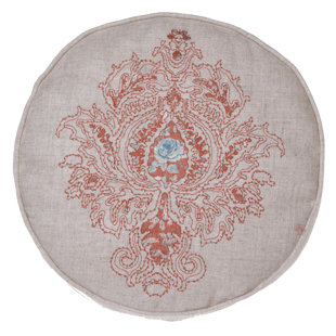 14 KARAT HOME INC. Embroidered Linen Throw Pillow