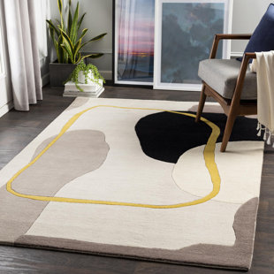 WADE LOGAN® Bamse Abstract Hand-Tufted Wool Light Gray/Taupe Area Rug