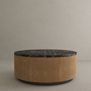 AHC HOME Caleb Solid Wood Drum Coffee Table