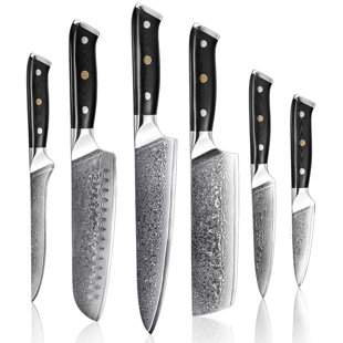 Senken Knives Japanese Damascus Steel Kitchen Knife Set - Shogun Collection - Professional Grade Chef Knife Set - VG10 Damascus Steel Blades with Full-Body G10 Handles