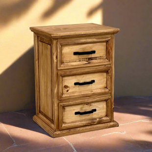 MILLWOOD PINES Fresnel 3 - Drawer Solid Wood Nightstand in Light Brown