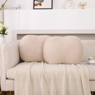 HOMECHOICE INTERNATIONAL GROUP Set Of 2 Throw Pillow, Super Soft Cute Decorative Pillow With Fluffy Feather-Like Polyester Filling, Elastic Suede Fabric Minimalist Stone Shape Pillow For Couch Bed Decor, 21"X16"X8"
