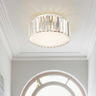MERCER41 Brasfield Semi Flush Mount Chandelier with Crystal Shade, No Assembly Required
