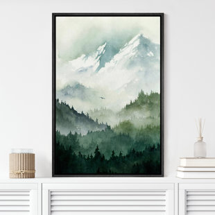 IDEA4WALL Woodland Forest Landscape Green Mountain Nature Scene Modern Decor Large Frame Canvas Print Wall Art