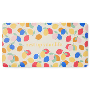 SUR LA TABLE KITCHEN ESSENTIALS Zest Up Your Life Citrus Fruit Kitchen Mat Yellow/Blue