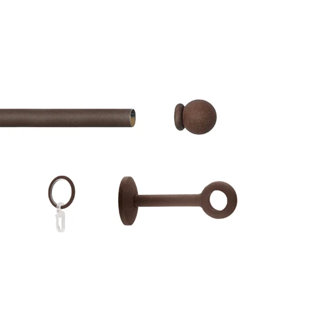 CLEARAMBIENT Vorhangstange Esperanca 1 lfg. mit Ringen + Faltenlegehaken, Endknopf Kugel