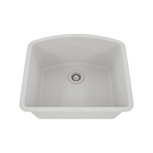 LEXICON QUARTZ 23" x 21" Platinum Quartz Kitchen Sink, D Shape Single Bowl Sink, Drop-in Sink, Undermount Sink, Granite Kitchen Sink