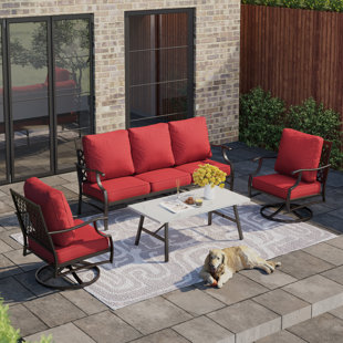 LARK MANOR™ Asfand 5-7 - Person Patio Conversation Set with Swivel Lounge Chairs & Optional Ottoman