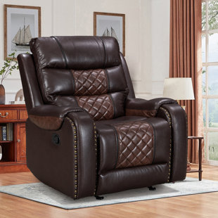 HLIKE Air Leather Rocker Recliner Chair Single Sofa With Patchwork Color Set Of 3