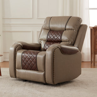 HLIKE Air Leather Rocker Recliner Chair Single Sofa With Patchwork Color Set Of 3