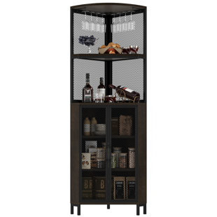 17 STORIES Viorena 67.1"H Corner Bar Cabinet With Adjustable Shelves