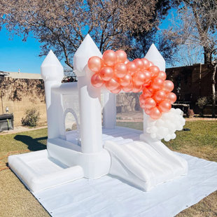 CONNSANN 9FT Premium Oxford White Bounce House with Slide and Ball Pit