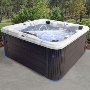 AQUALIFE® BY STRONG SPAS® Insight 5-6 Person 34-Jet, 73-Port Acrylic Lounger Hot Tub Spa, Stainless Steel Heater with Ozonator, LED Lighting, LED Ice Bucket and Insulated Cover Included