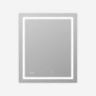 AQUADOM Daytona LED Wall-Mount Mirror for Bathroom with 3 Color Lighting, Touch Control, Dimmer and Defogger, Digital Clock