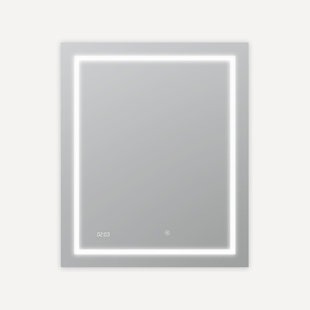 AQUADOM Daytona LED Wall-Mount Mirror for Bathroom with 3 Color Lighting, Touch Control, Dimmer and Defogger, Digital Clock.