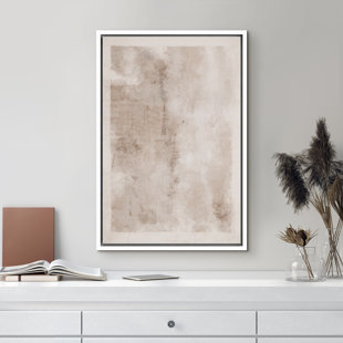 IDEA4WALL Minimal Landscape Abstract Faded Brown Tan Neutral Modern Picture Large Framed Canvas Print Wall Art