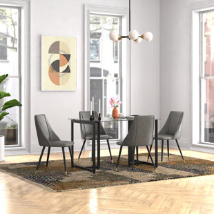 MERCURY ROW® Wallner 5 - Piece Glass Top Sled Dining Set