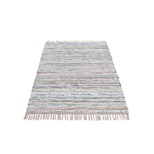 CARPETFINE Handgefertigter Teppich Aus Baumwolle In Beige Striped Hand Loomed Beige Area Rug