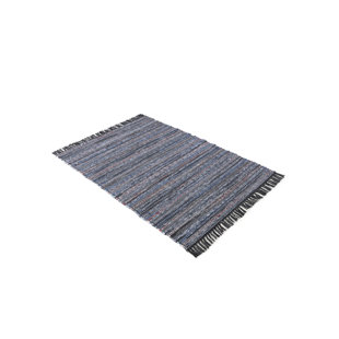 CARPETFINE Handgefertigter Teppich Aus Baumwolle In Schwarz Striped Cotton Hand Loomed Area Rug