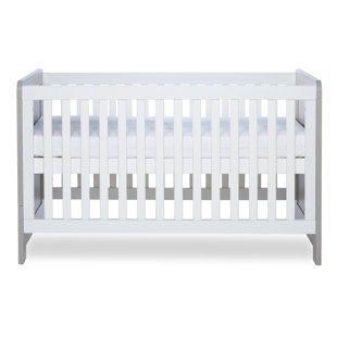 ICKLE BUBBA Pembrey Cot Bed and Fibre Mattress - Ash Grey & White