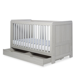 ICKLE BUBBA Pembrey Cot Bed, Under Drawer and Fibre Mattress - Ash Grey