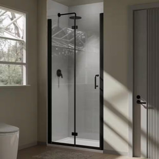 ZACHVO 36'' - 37.38'' W x 72'' H Single Sliding Frameless Shower Door