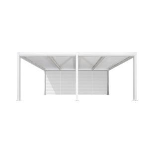 PURPLE LEAF Louvered Pergola Accessories Pull Down White Roller Shade Privacy Shade Sun Side Shade, Pergola Not Included