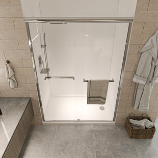 ORGANNICE 50" - 54" W x 72" H Double Sliding Semi-Frameless Shower Door
