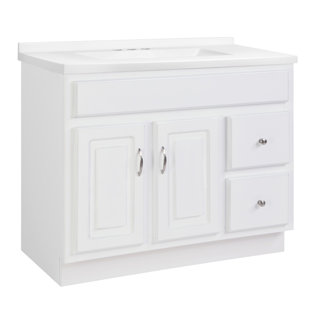 DESIGN HOUSE Concord 37-Inch Vanity In White With Modern Sink Top, Fully Assembled