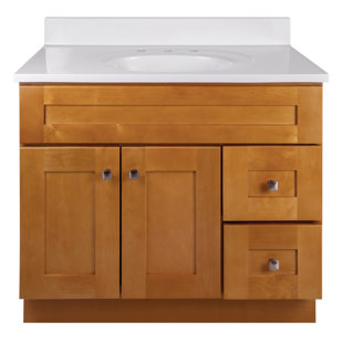 DESIGN HOUSE Brookings 37-Inch Vanity In Birch With Widespread White Top, Fully Assembled