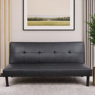 LEANN WALL WHISPERERS 64'' Faux Leather Convertible Sofa
