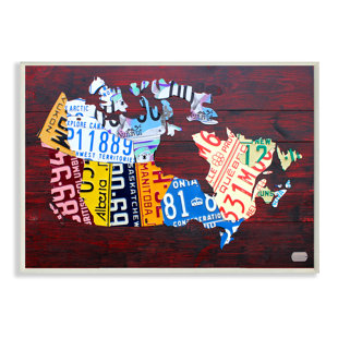 STUPELL INDUSTRIES Canadian Cities Map And License Plates Abstract Stretched On Canvas Print