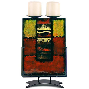 JASMINE ART GLASS 12'' H Glass Tabletop Candelabra