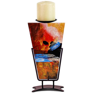 JASMINE ART GLASS The Horizon 11'' H Glass Tabletop Candlestick