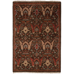 SHALOM BROTHERS Tucson Handmade Hand-Knotted Wool Brown/Rust/Blue/Ivory Rug