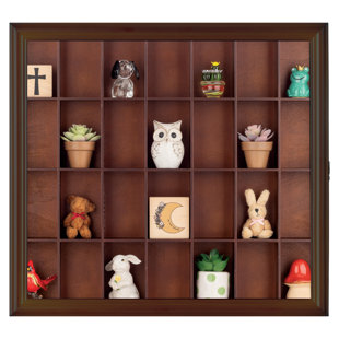 SNAP Gallery Solutions 18'' x 16.5'' Shot Glass Collectible Display Case, Walnut