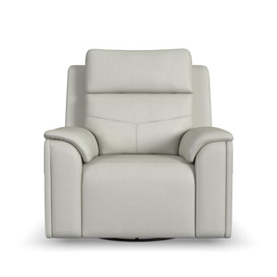 FLEXSTEEL Vernon Swivel Gliding Recliner With Power Headrest, Lumbar, Heat & Massage